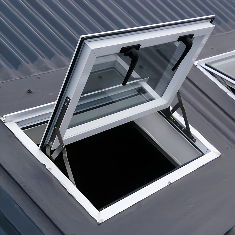 Custom Soundproofing Skylights For Residential Houses Top Hung Aluminum Double Glazed Roof Windows Automatic Sliding Vertical