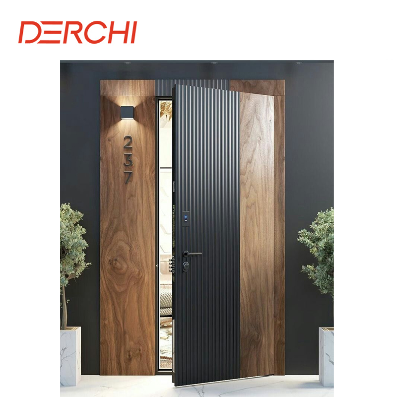 DERCHI Entrance Pivot Door Aluminum Exterior Large Front Double Doors for Houses Modern Thermal Break Security Entry Doors