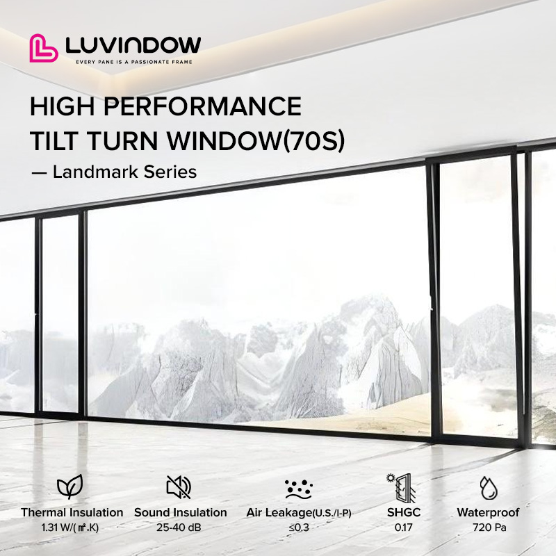 Ultra Thermally Efficient NFRC Certified Concealed Hinges Thermal Break Aluminum Tilt Turn Windows for US High Rise Apartments