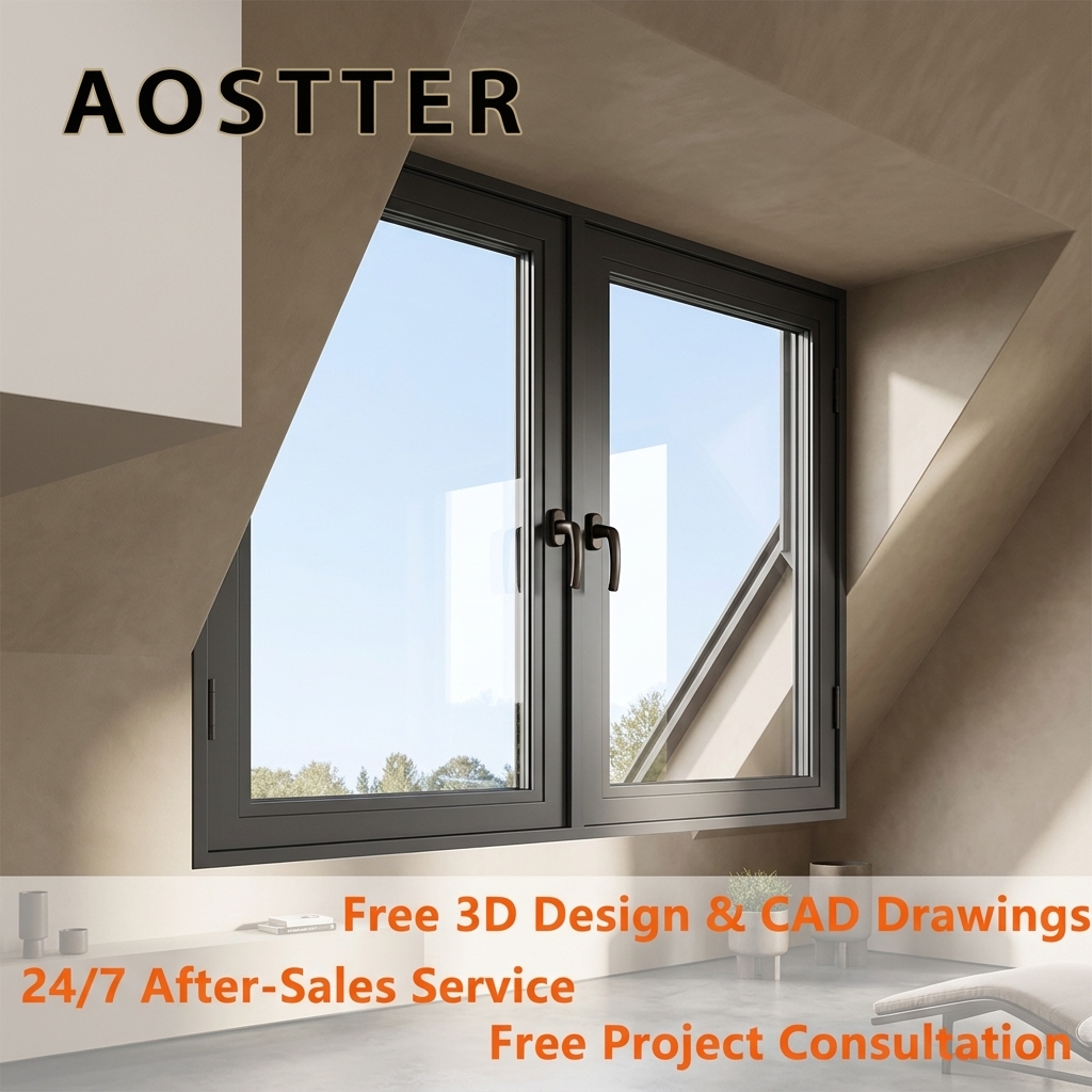 Customized Aluminum Casement Window Pitched Roof Self Opening Vent Window