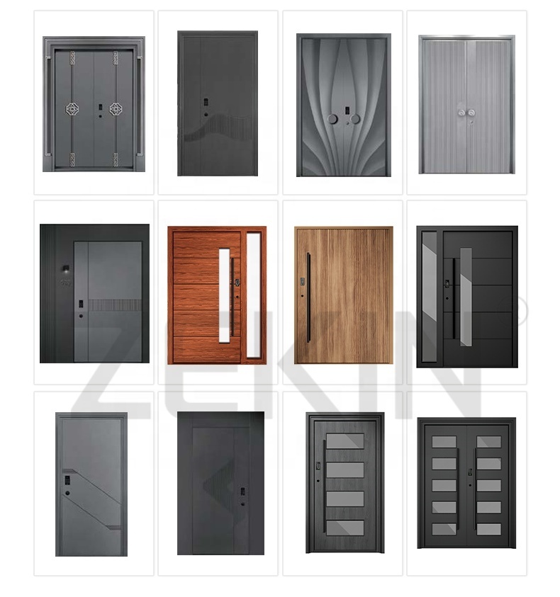 Custom Exterior Residential Aluminum Security Entrance Doors Hurricane Impact Proof Smart Aluminum Front Entry Doors Pivot Door