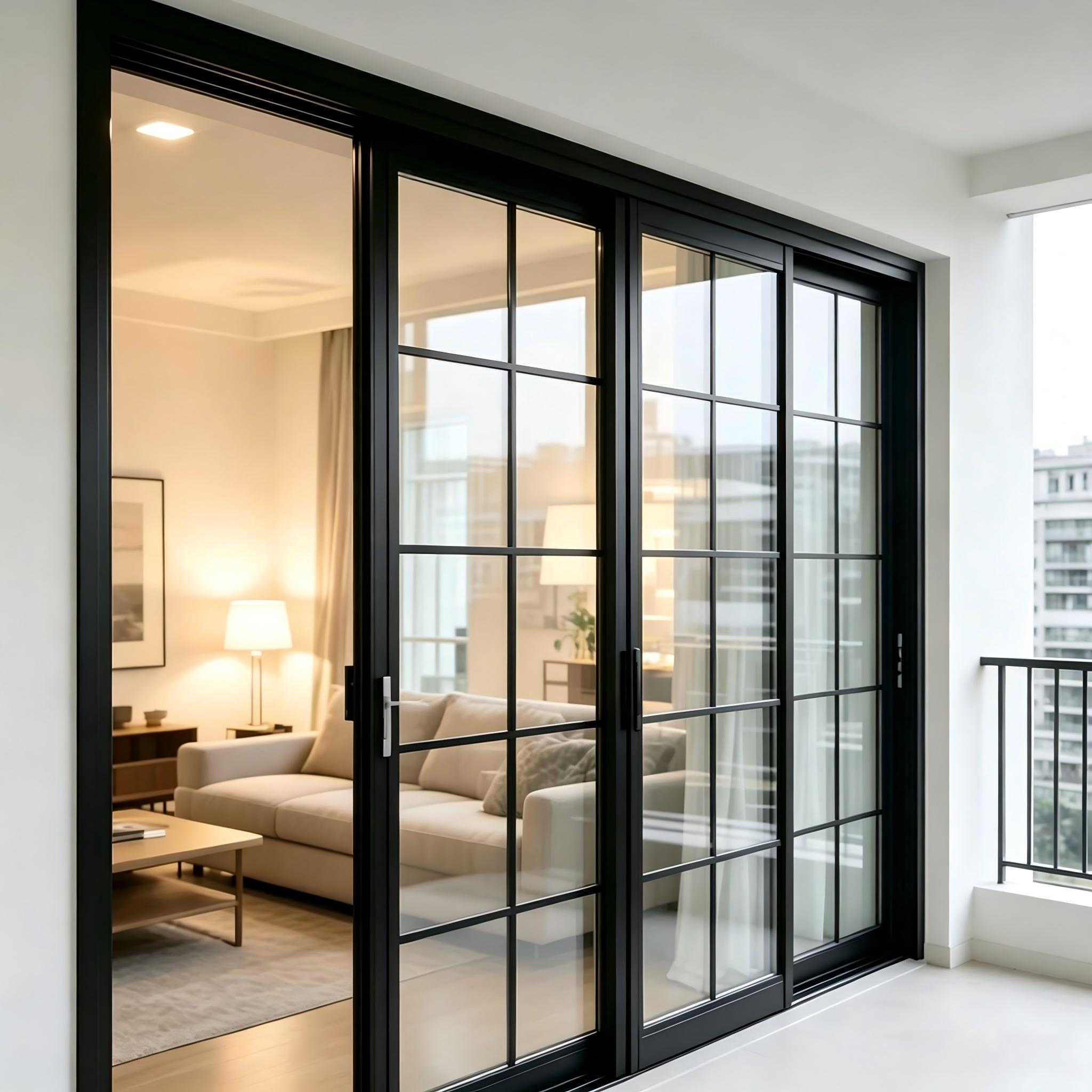 Aluminium Sliding Door French Style Double Glazed Low-E Waterproof UV Resistant Mosquito Screen Patio Villa Residential ODM