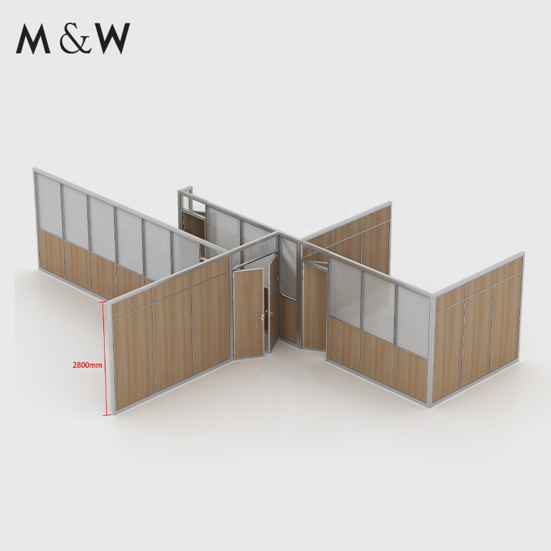 M&amp;W Modern Style Panel Aluminum Glass Soundproof Dividers Movable Office Full Height Wall Partition