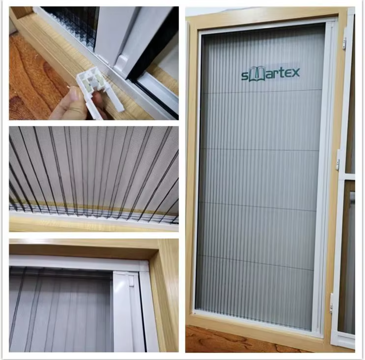 Sturdy Construction Pleated Folding Fly Mesh Aluminium Frame Anti Insect Polyester Screen Door