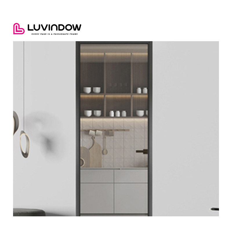 Modern Design Aluminum French Doors Panel Simple Swing Open Exterior Door with Push Pull Security in Black Metal Color