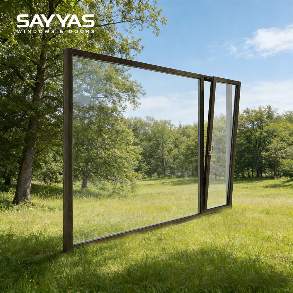 Sayyas Windows F120 Modern Flush Design Energy Efficient Double Glazed Windows Aluminum Clad Wood Window Manufacturer China