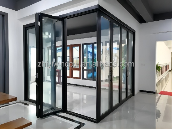Cost-Effective CE Certified Aluminum Folding Door Glass Panels Modern Design Durable For Outdoor Use Volume Home Builder Supply