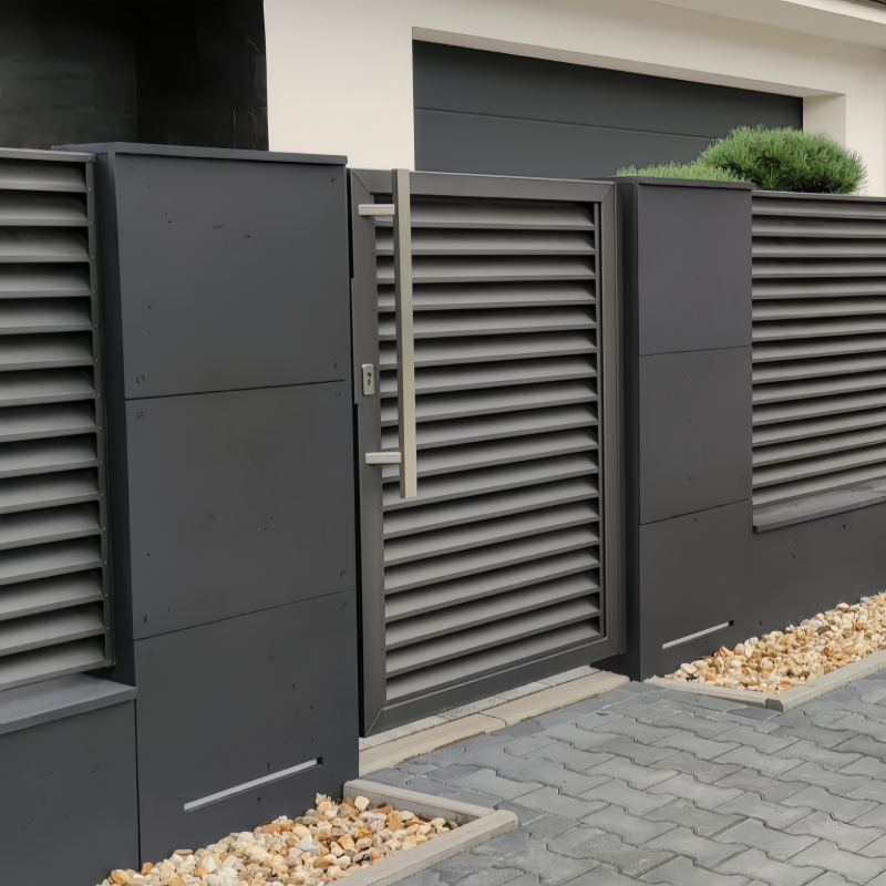 Simple Privacy Aluminum Louver Gate Powder Coated Aluminum Doors Exterior Easily Assembled Aluminum Gates For Houses Anti-theft