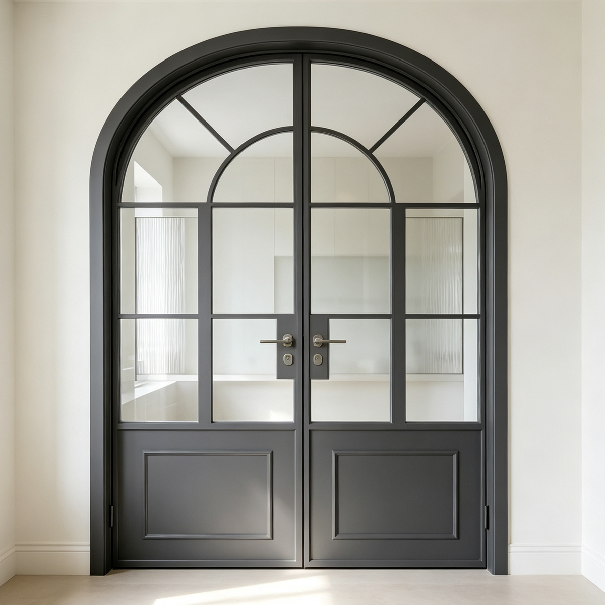 Wholesale Classic French Grid Glass Elegant Dustproof UV Protection Easy Clean Aluminum Glass French Casement Door For Bedroom