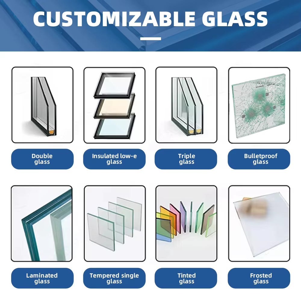 Modern Design Aluminum French Door Entrance Door for Workshop Apartment Tempered Glass Casement Doors