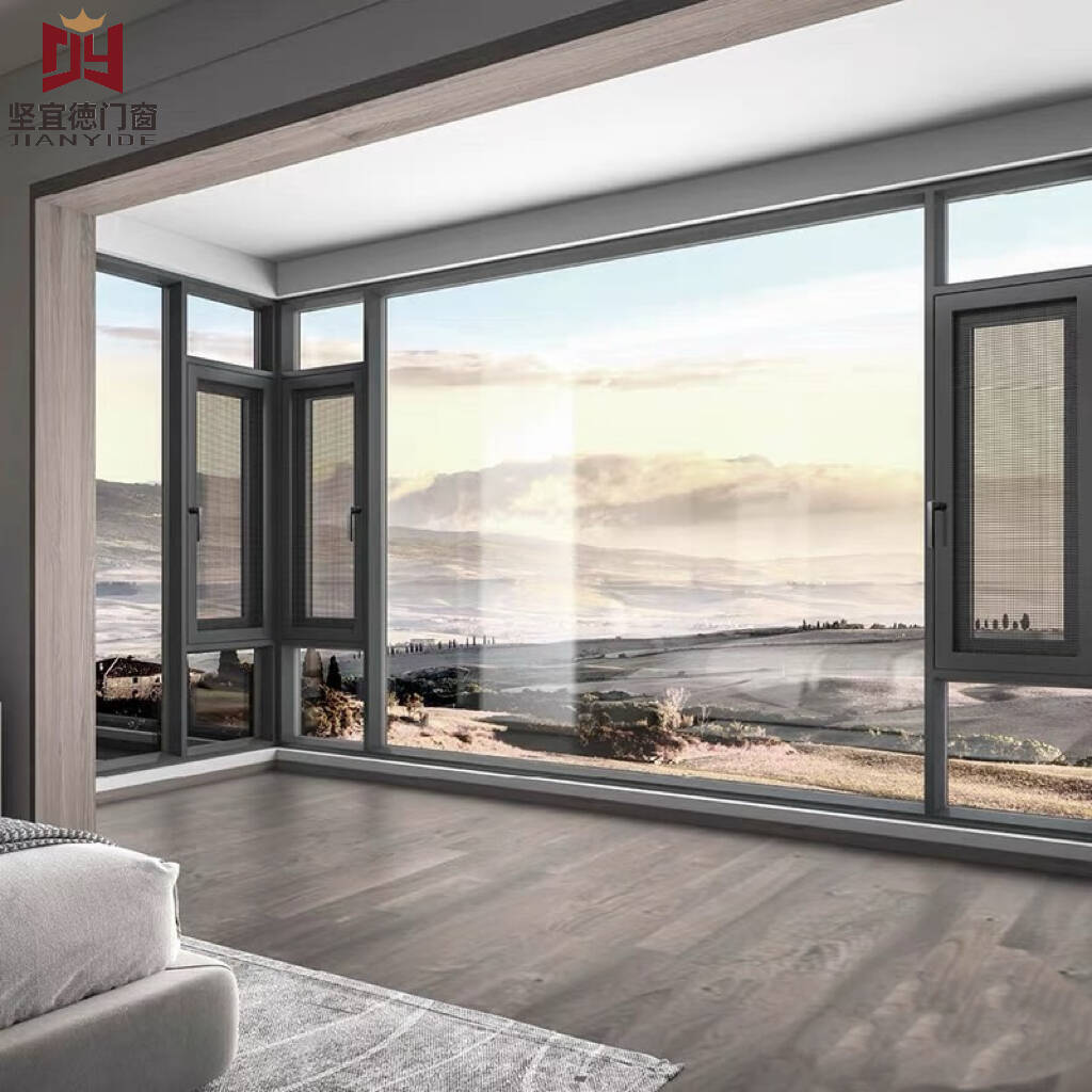 Aluminum Alloy Double Tempered Glass Windproof Swing Casement Window (Outward/Inward Opening)-OEM/ODM Bathroom Bedroom
