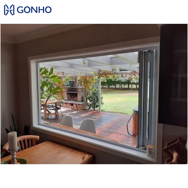 Miami NOA Standard Customized Aluminum Hurricane Impact Laminated Glass Bi Folding Windows Aluminum Windows and Doors