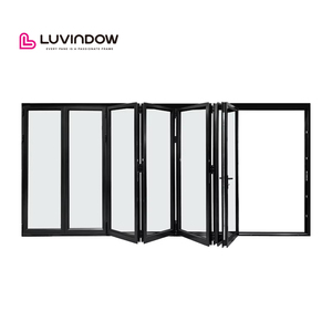 Panoramic Accordion Double Glazed Glass Doors Multi Panel Thermal Break Heavy Duty Bi Fold Doors