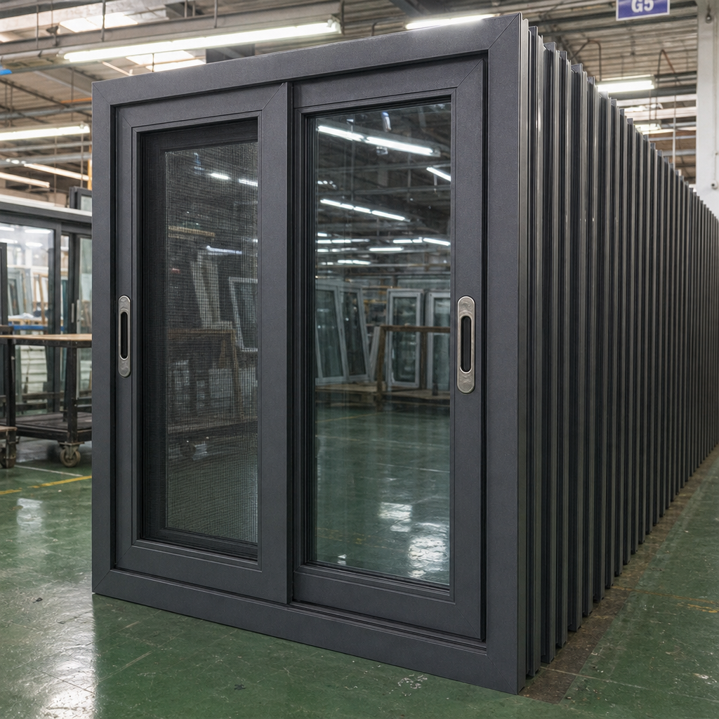 Modern Aluminum Alloy Sliding Windows Double Tempered Glazed Stainless Steel Screen Energy Star Qualified Exterior Kitchen