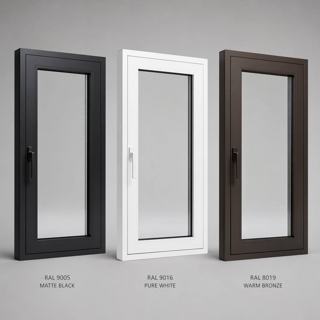 Modern Aluminum Casement Window Built-In Flyscreen Mesh Triple Glazed Swing Outward Anti-Insect Ventilation Soundproof Window