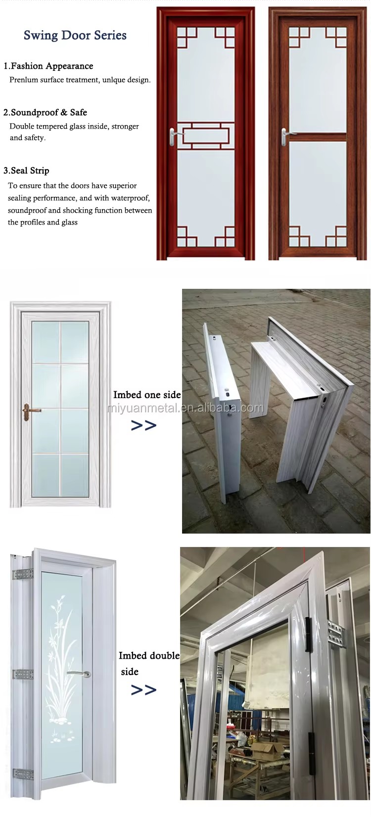 MY Modern Aluminum Alloy Sound Insulation Bathroom Door With Over 5-Year Warranty For Commercial &amp; Residential Use