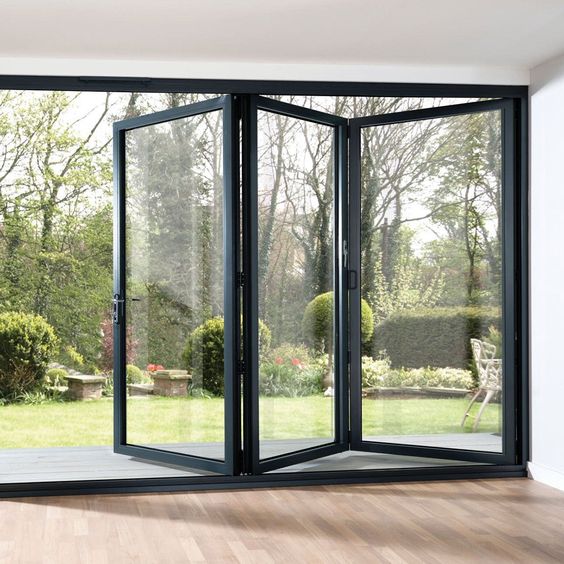 Bi Fold Aluminum Modern Double Tempered Glass Exterior Patio Veranda Folding Doors with Germany Brand Hardware