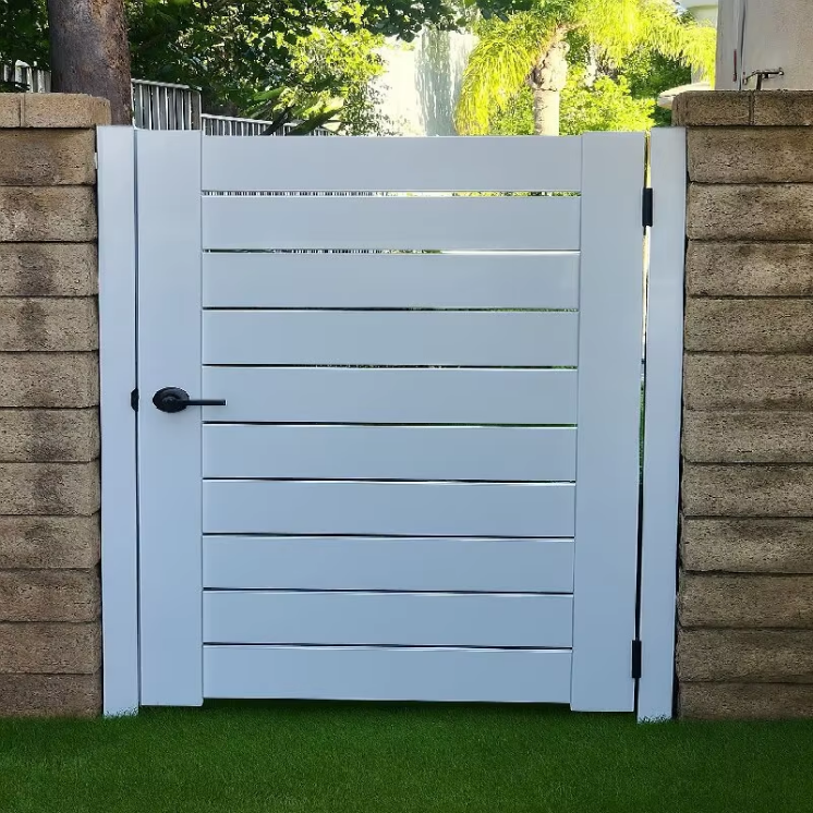 Powder Coated Aluminum Gate Vertical Slat Panel with Pull Handle for Modern Residential House Front Entrance Door Rust Proof