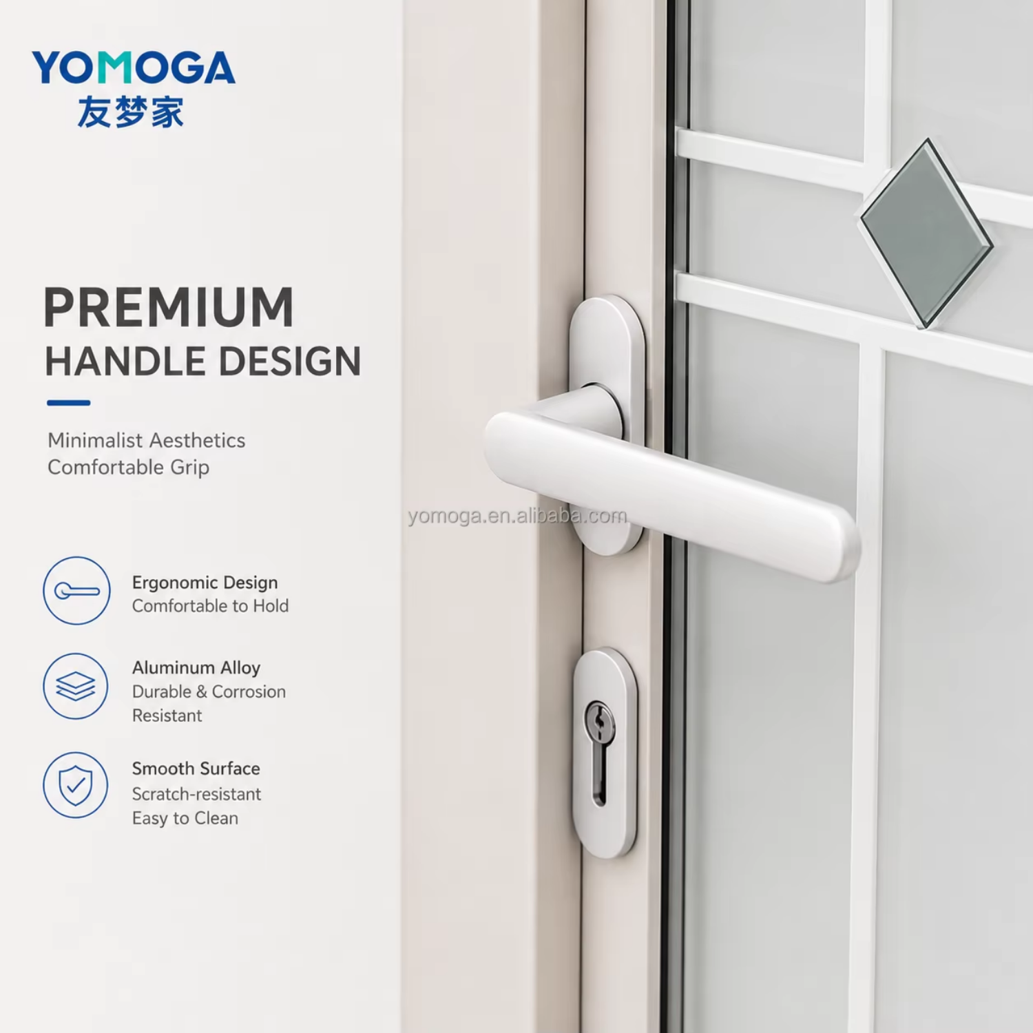 Frosted Glass Bathroom Door Slim Aluminum Frame Interior Door with Sound Insulation