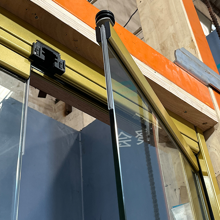 Partition Wall Stack Exterior Frameless Sliding Door Movable Glass Aluminum Folding Waterproof Graphic Design Commercial Modern