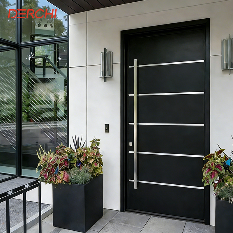 DERCHI Entrance Pivot Door Aluminum Exterior Large Front Double Doors for Houses Modern Thermal Break Security Entry Doors