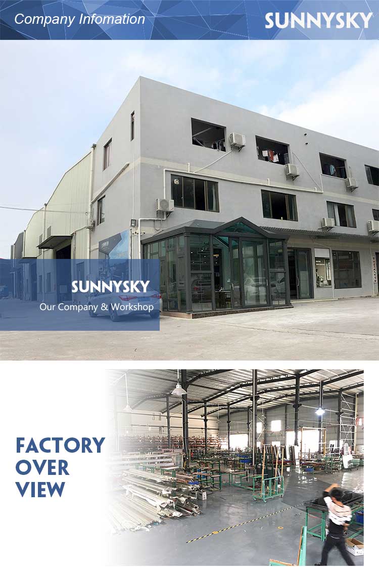 Sunnysky NFRC Customizable Etched Glass Windows Aluminum Clad Wood Bevelled Glass Window and Door