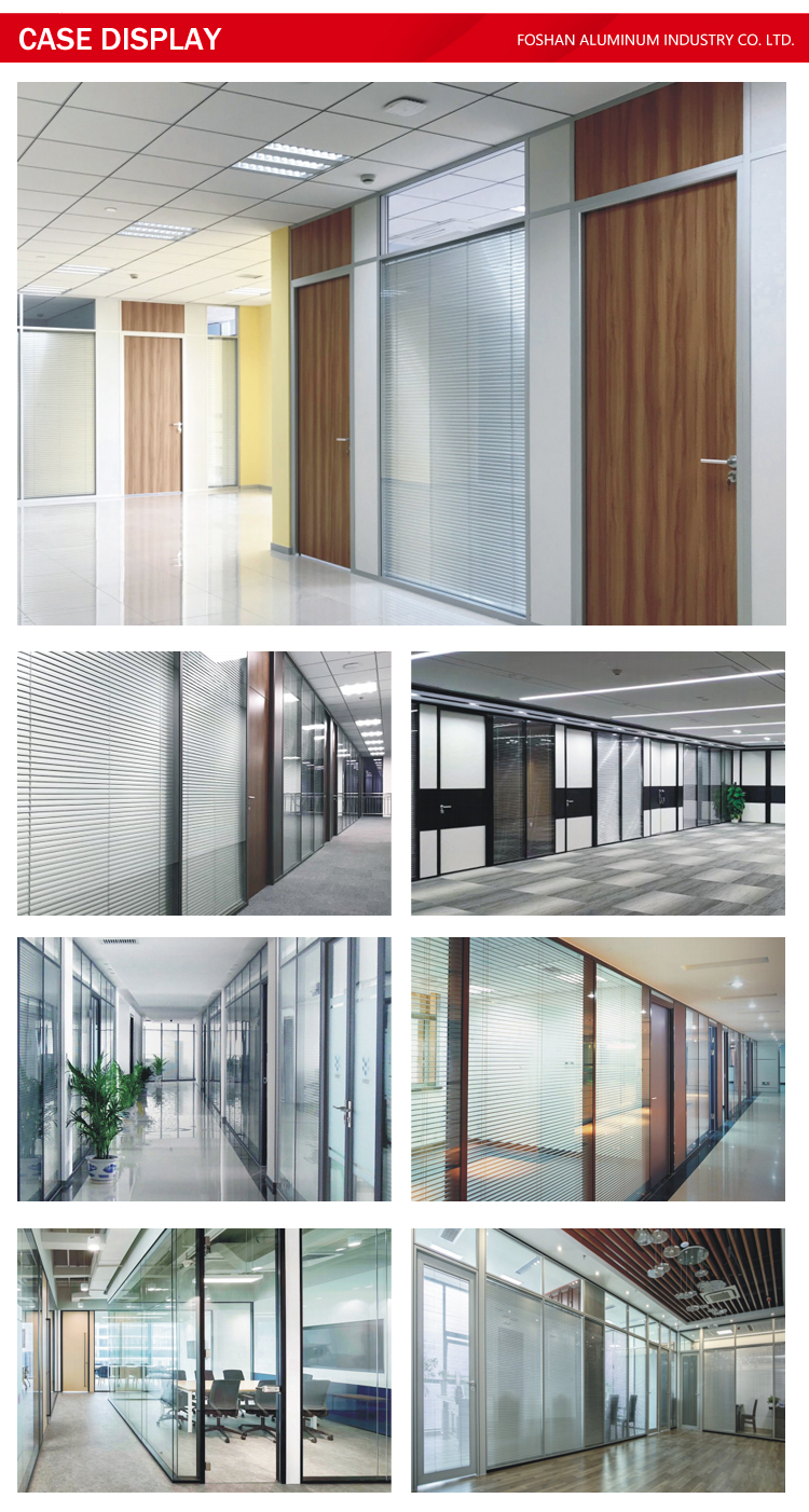 Sliding Glass Door Office Partition with Aluminum Profile System