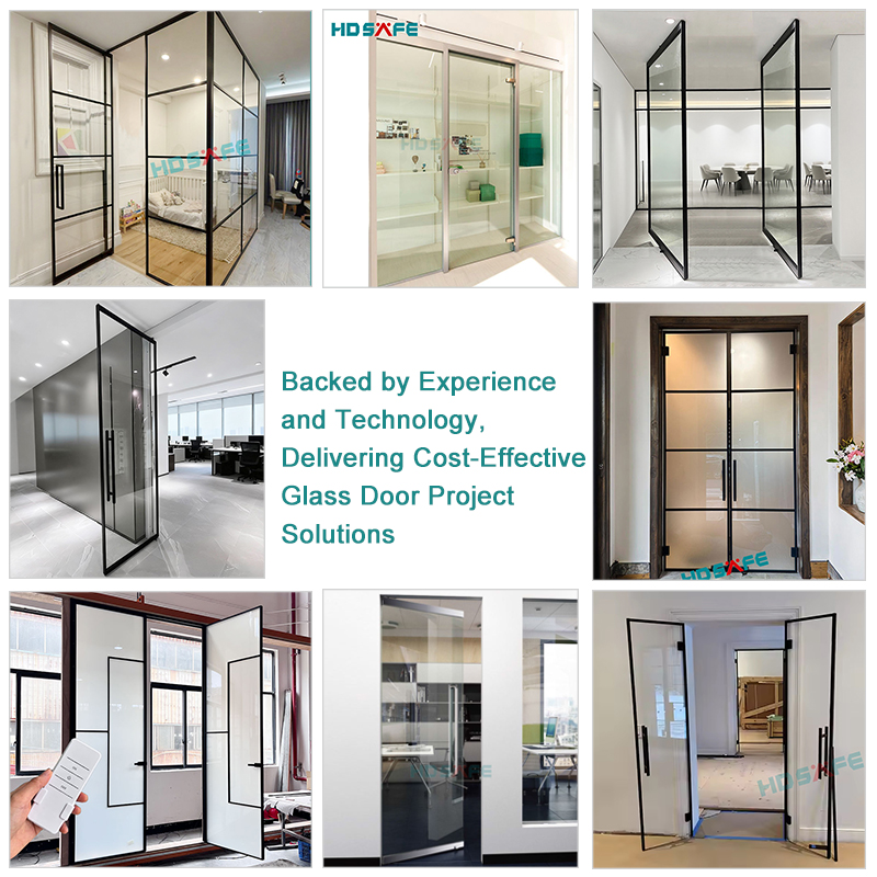 Apartment Building Project Glass Swing Door Aluminum Casement Door Interior Office Partition Wall Room Pivot Hinge Glass Door