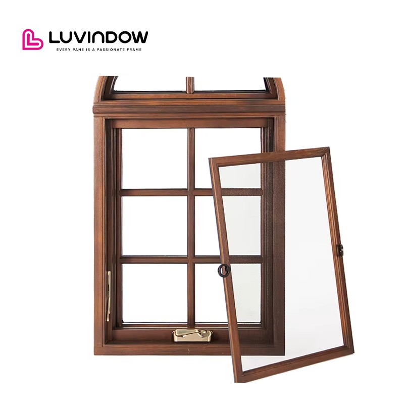 Easy Operate Aluminum Clad Wood Crank Casement Windows Heat Insulation Natural Wooden Windows For Country Yard Homes