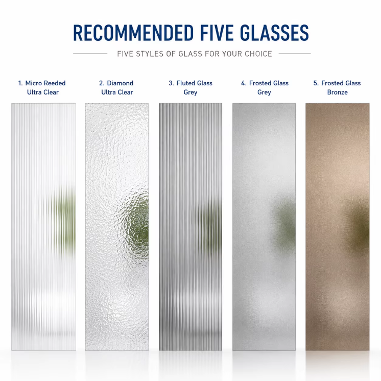 Frosted Glass Bathroom Door Slim Aluminum Frame Interior Door with Sound Insulation