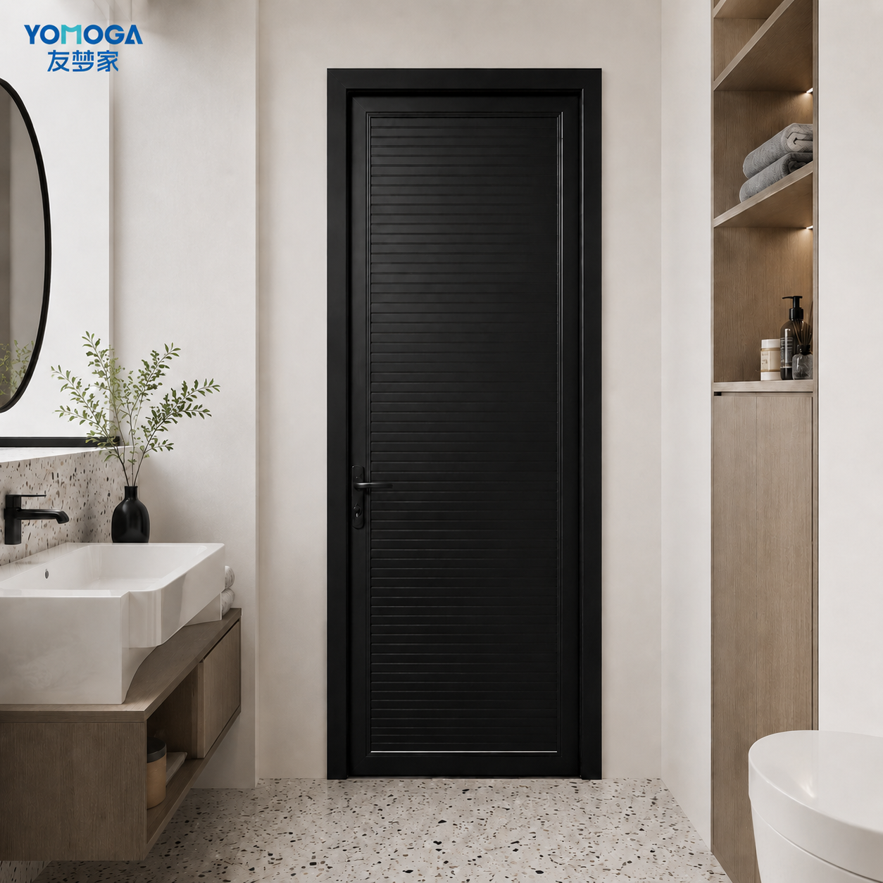 ODM Aluminum Louver Door Bathroom Interior Hinged Door With Modern Slim Profile