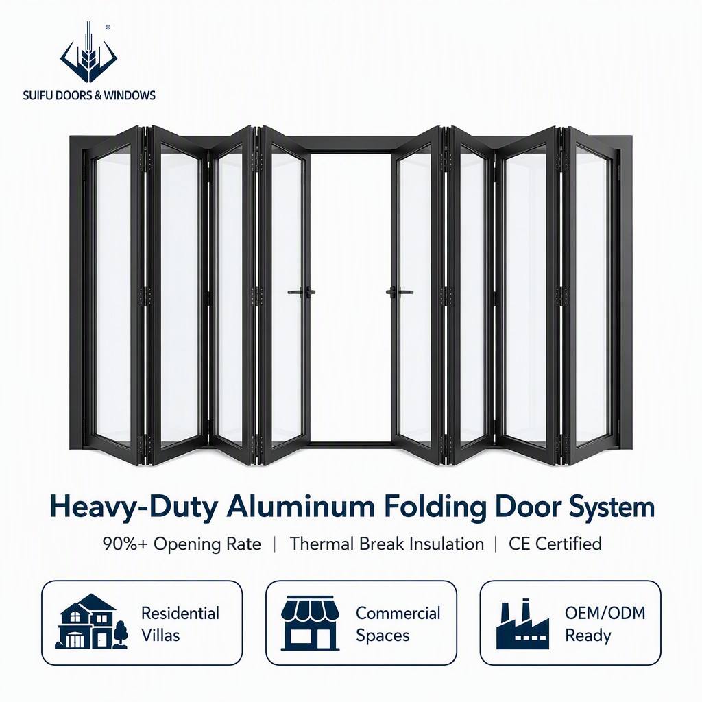 Standard 2047 Certified European Sliding Bi-Folding Accordion Doors Foldable Opening Double Glazing Glass Finished Modern Design