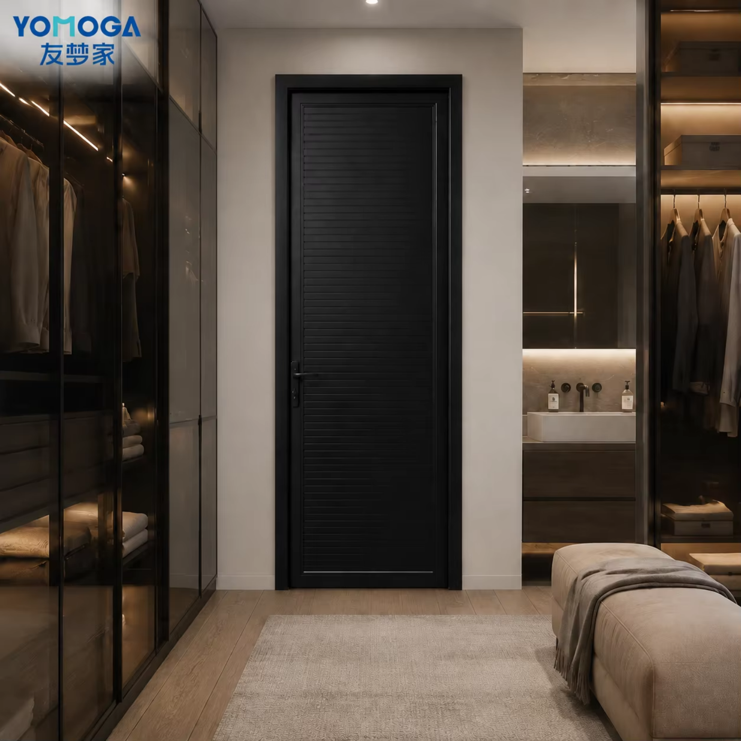 ODM Aluminum Louver Door Bathroom Interior Hinged Door With Modern Slim Profile