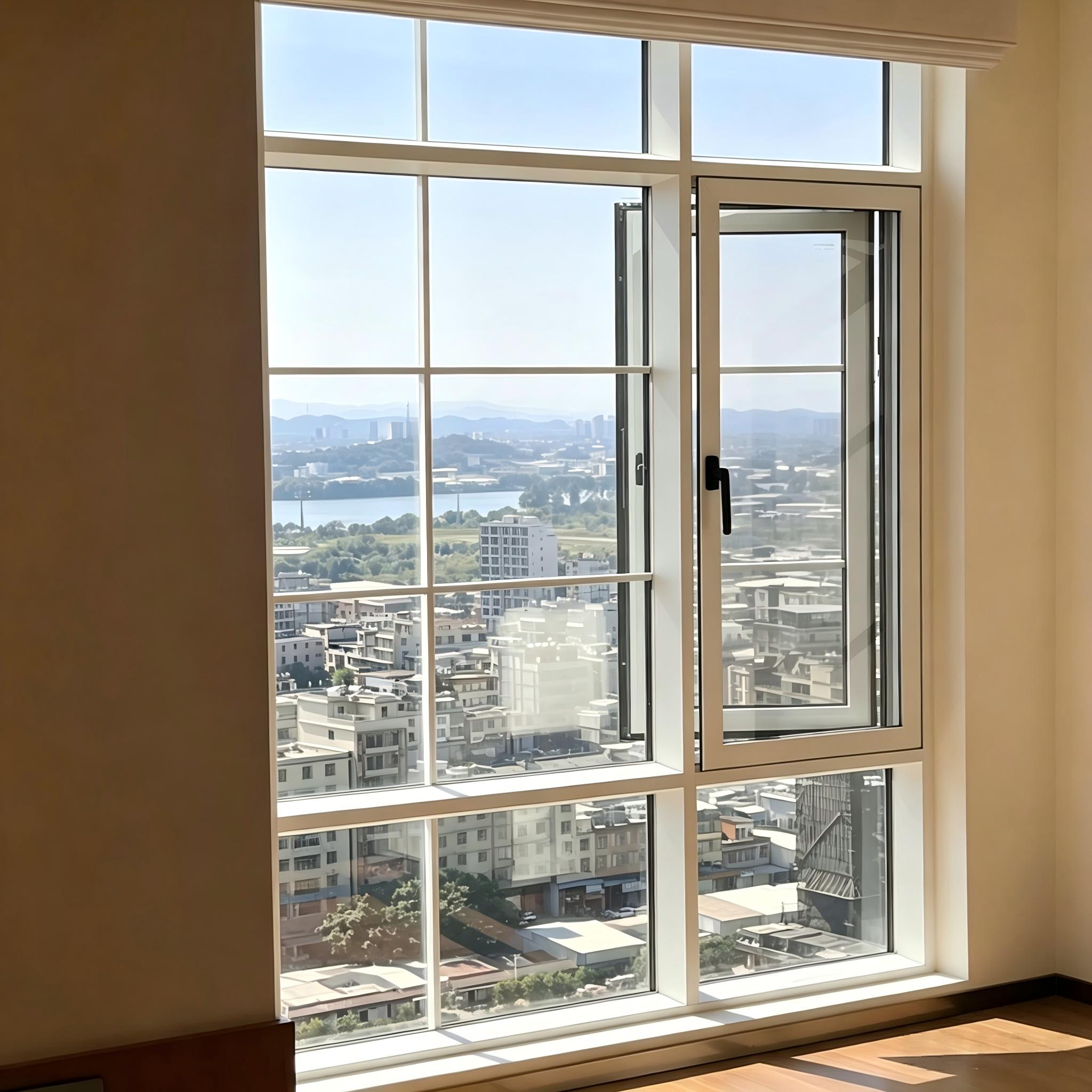 Thermal Break Aluminium Awning Window PVDF Coating Laminated Safety Glass Wind Load Rated High Rise Commercial OEM