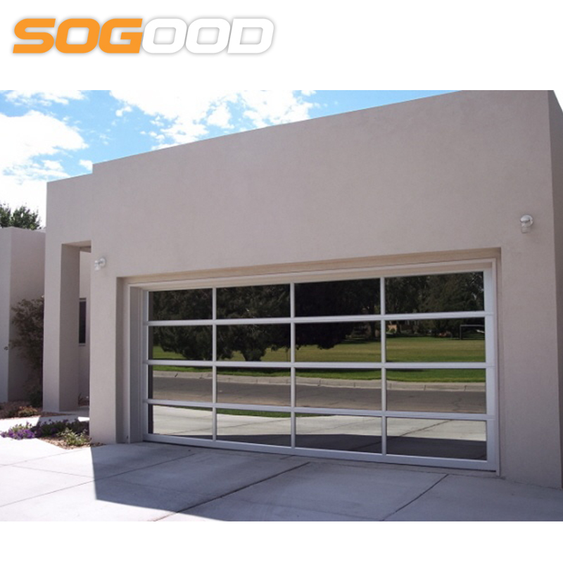 8x7 Frosted Tempered Glass Pocket Doors with Thermal Insulation Modern Garage Overhead Door Accessories