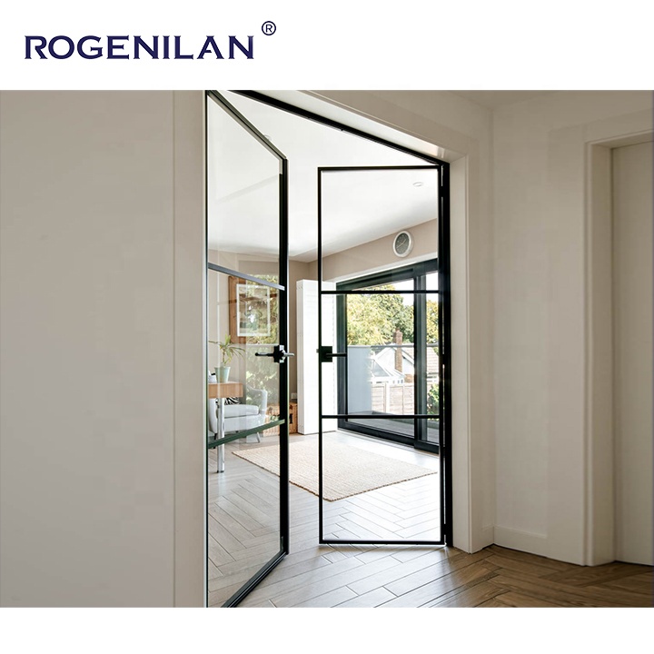 Residential Crittall Door Interior Partition Aluminum Tempered Glass French Door Grilles Entry Casement Doors