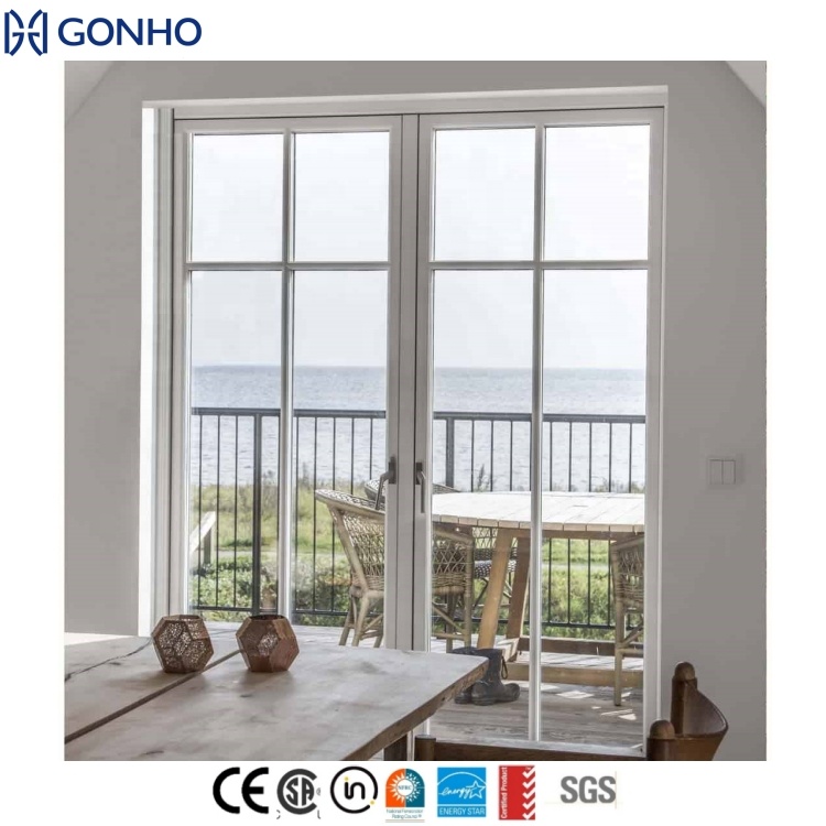Aluminum Durable Interior Casement Doors Exterior Security Entrance Aluminum Casement Glass Door 2 Panel