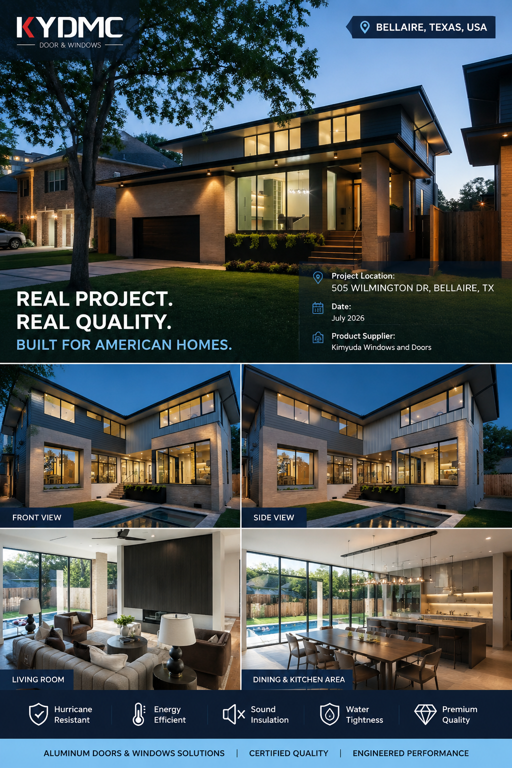Low E Double Glass Aluminum Black Frame Bifold Windows NFRC Modern Exterior Garden American Bar Folding Window