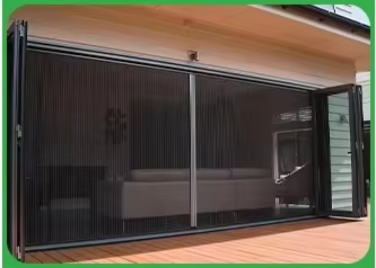 Sturdy Construction Pleated Folding Fly Mesh Aluminium Frame Anti Insect Polyester Screen Door