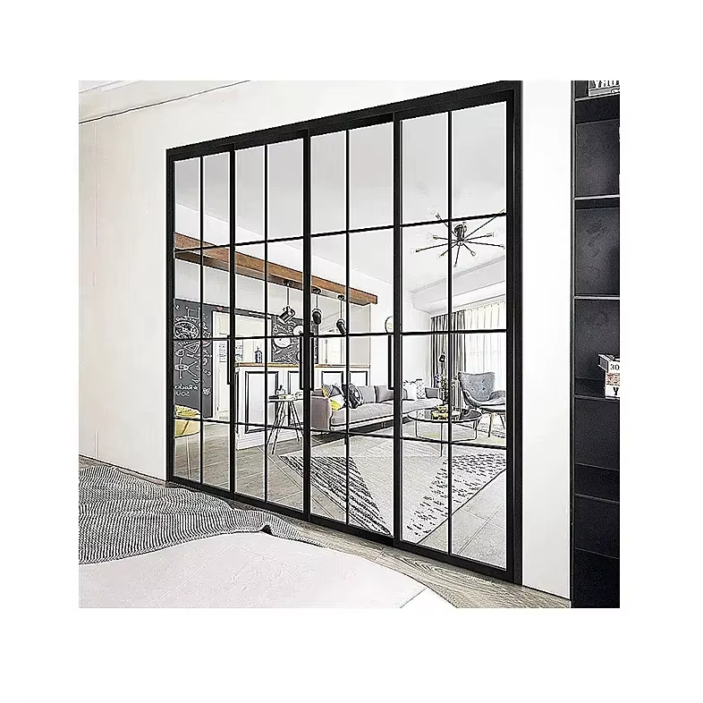 Fuson Aluminum Alloy Double Glass Sliding Folding Door With Screen Interior Accordion Kitchen Bi Fold Door