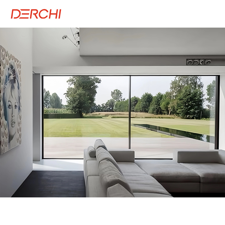 DERCHI Exterior Conceal Pocket Slide Doors Inside Stacking Sliding Patio Door Large Double Tempered Hidden Glass Aluminum Doors