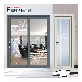 Fuson Customized New Products Aluminium Casement Doors Aluminum White Interior Double Metal Frame Glass French Door