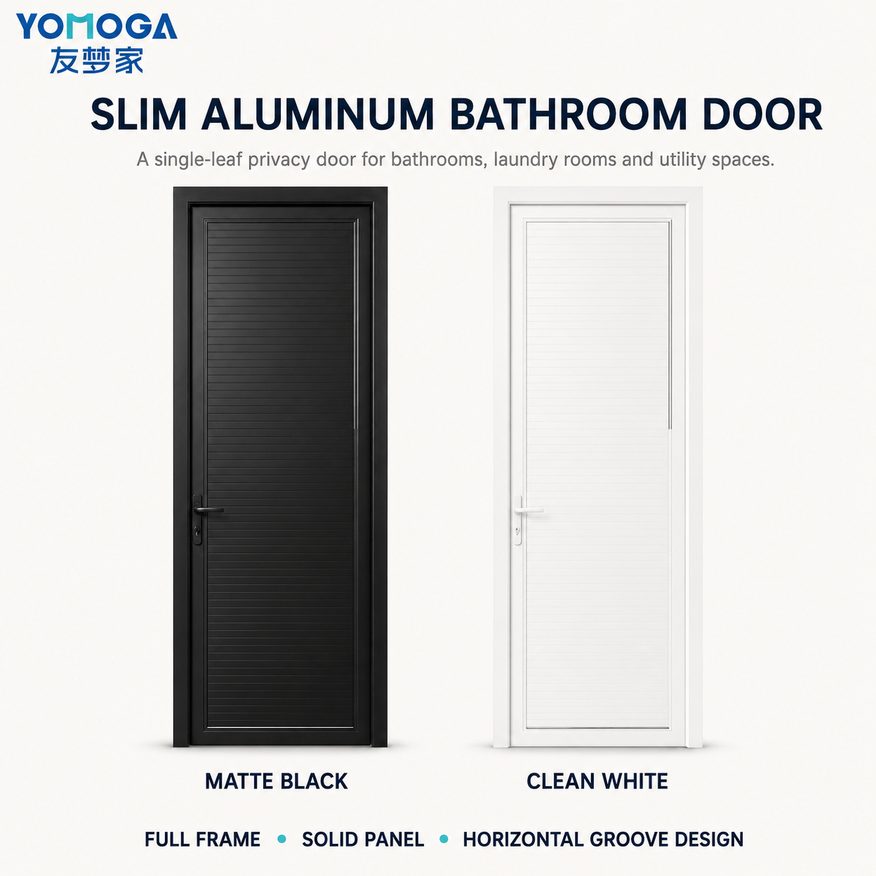 ODM Aluminum Louver Door Bathroom Interior Hinged Door With Modern Slim Profile