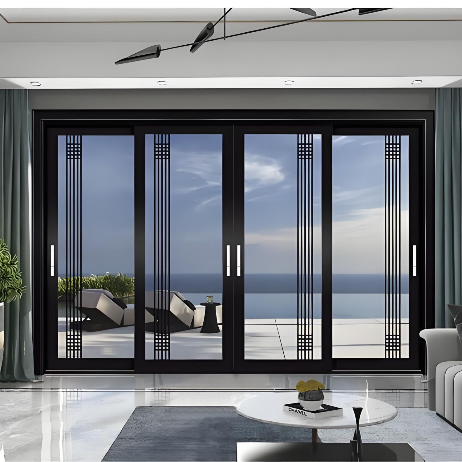 Aluminum Sliding Door Double Glazing Tempered Glass Waterproof Soundproof Two-Track Interior Modern Design Wine Cellar Hotel