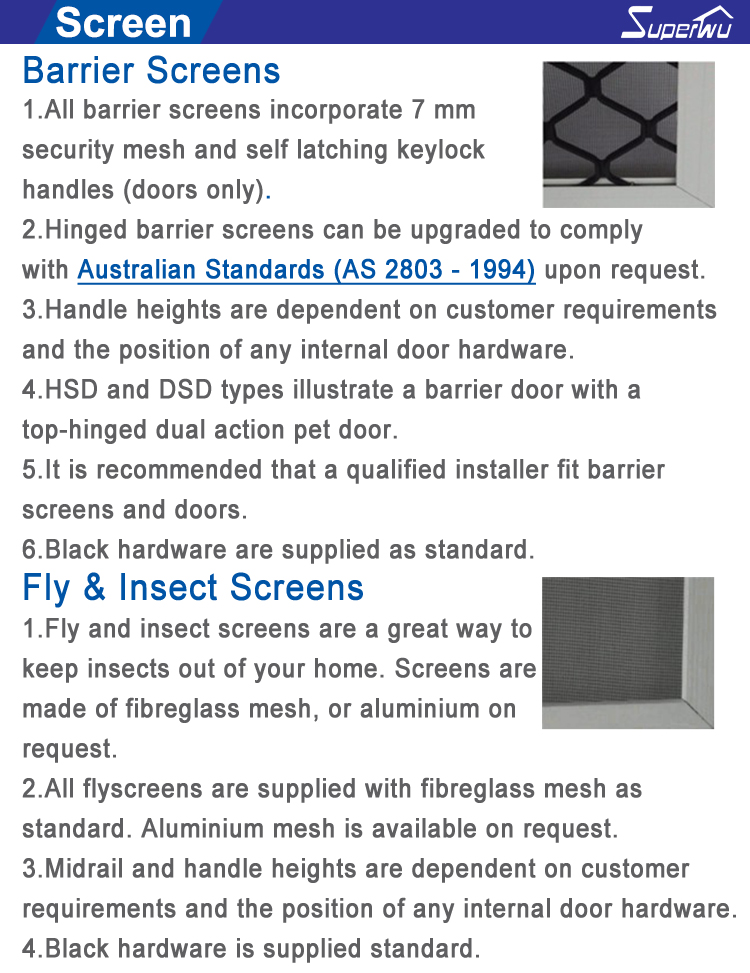Superhouse Used Exterior Doors for Sale Single Panel Security Mesh Swing Doors Exterior Aluminum French Type Hinged Mesh Doors