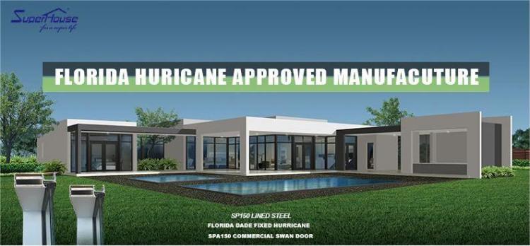 Miami NOA Approved Modern Hurricane Proof Impact Resistance Triple Glazed Aluminum Alloy Hinged Patio Door with Finished Surface