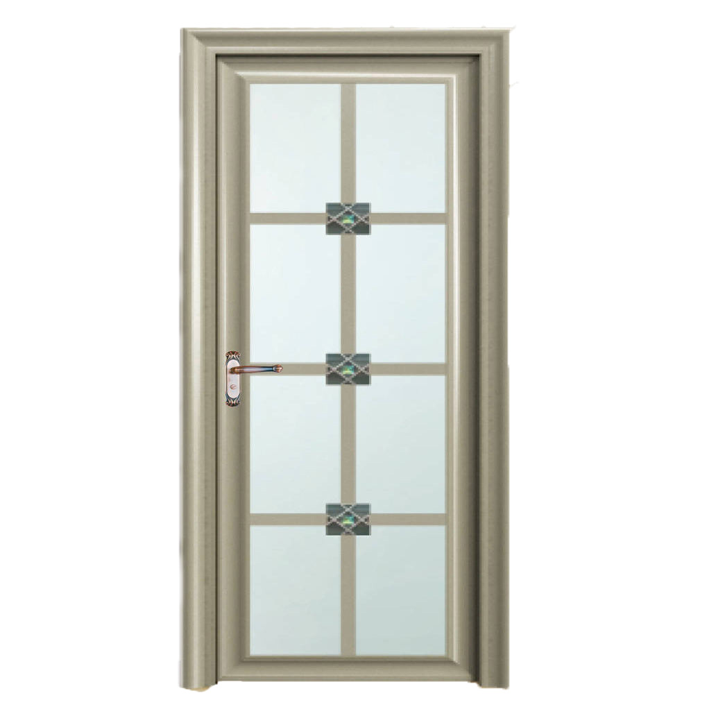 Modern Design Waterproof Finished Aluminum Alloy Double Glass Frosted Casement Door New Style Interior Bathroom Door Germany
