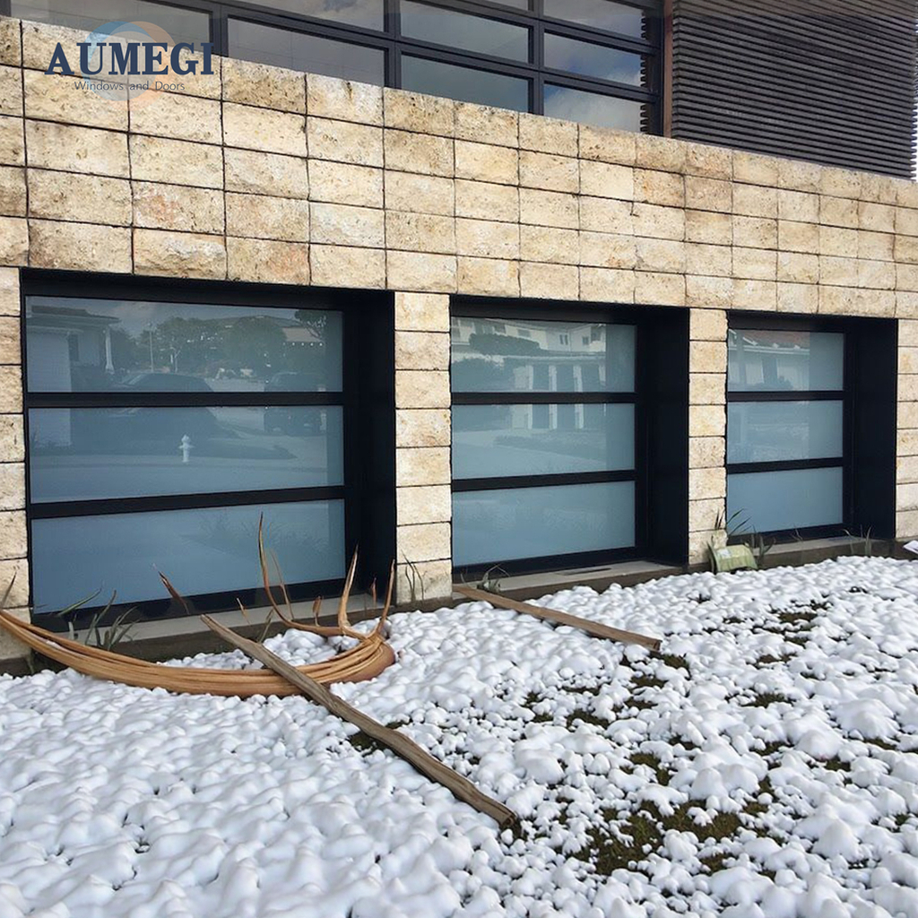 Aumegi Balcony Screen Florida Impact Garage Doors Price Aluminum Black Glass Garage Doors for Homes Remote Control Garage Door