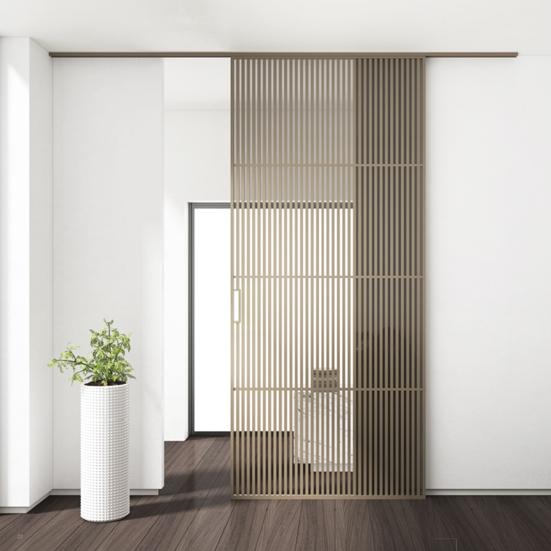 Tempered Glass Slim Sliding Door Grill Design Interior Partition Narrow Frame Aluminum Slide Doors for Living Room Office Hotel