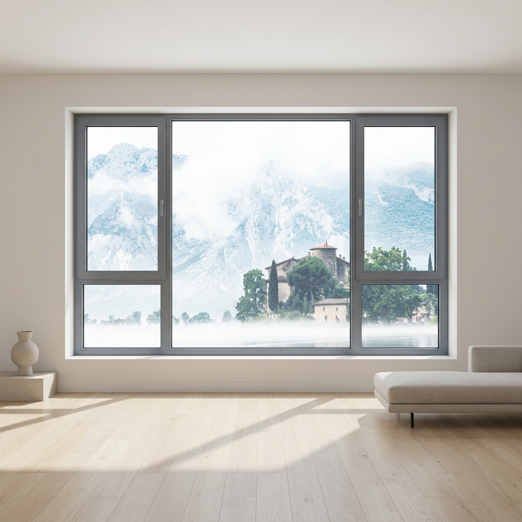 Thermal Break Casement Window with Screen Tempered Hollow Glass Aluminum Frame Flush Inner Outer Frame